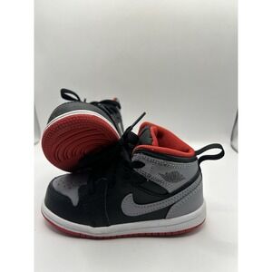 Nike Air Jordan 1 Mid Size Baby 7C Black Cement Grey Fire Red DQ8425-006